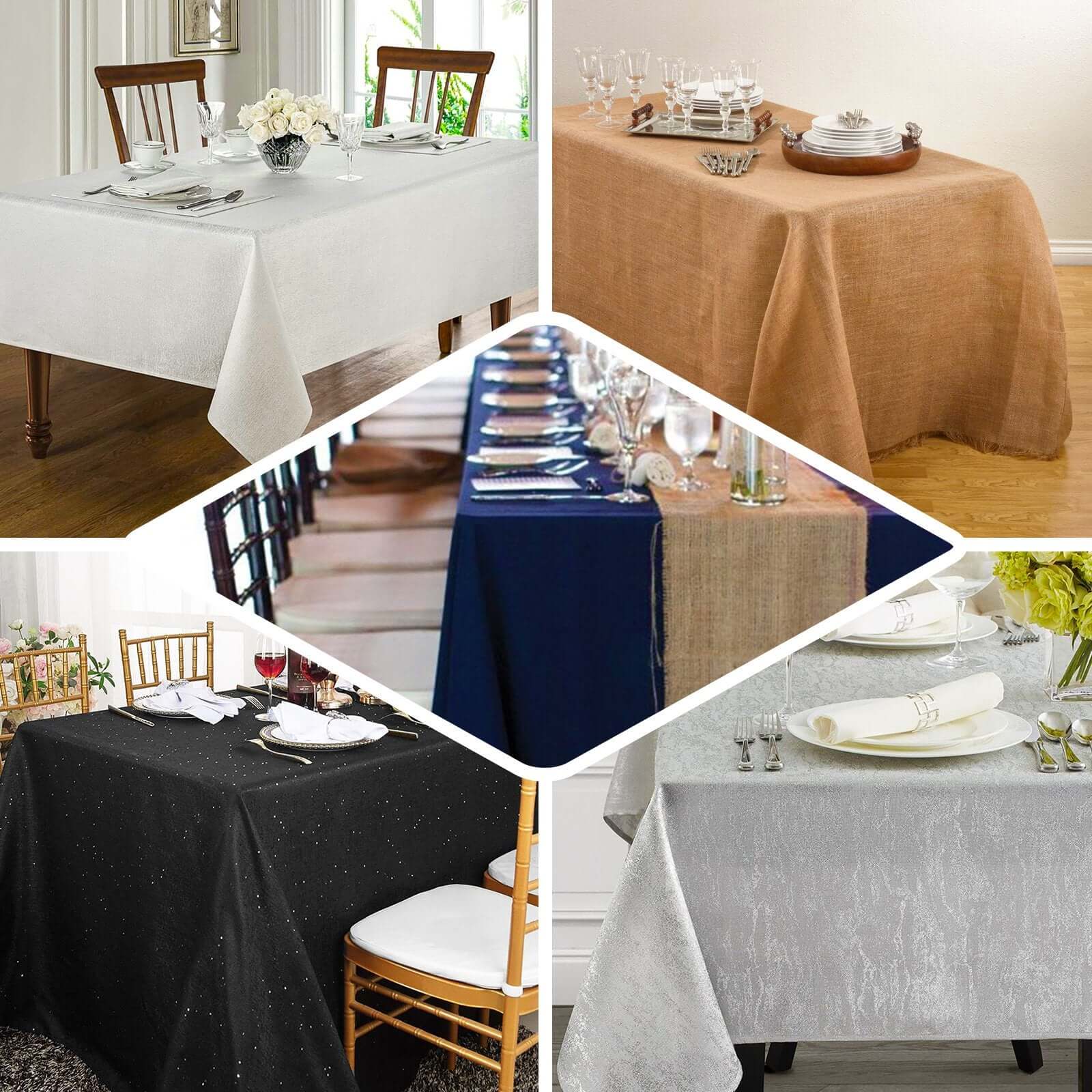 Beige Faux Linen Rectangular Tablecloth - Wrinkle-Resistant, Slubby Texture