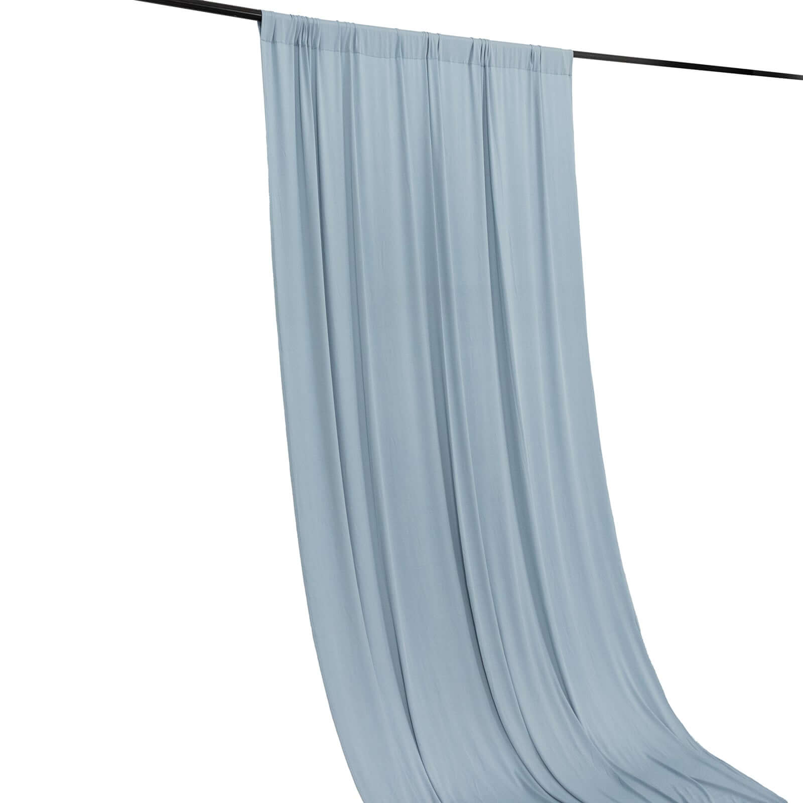 Promo! Dusty Blue Spandex 4-Way Stretch Event Backdrop Curtain with Rod Pockets, 5ft x 18ft