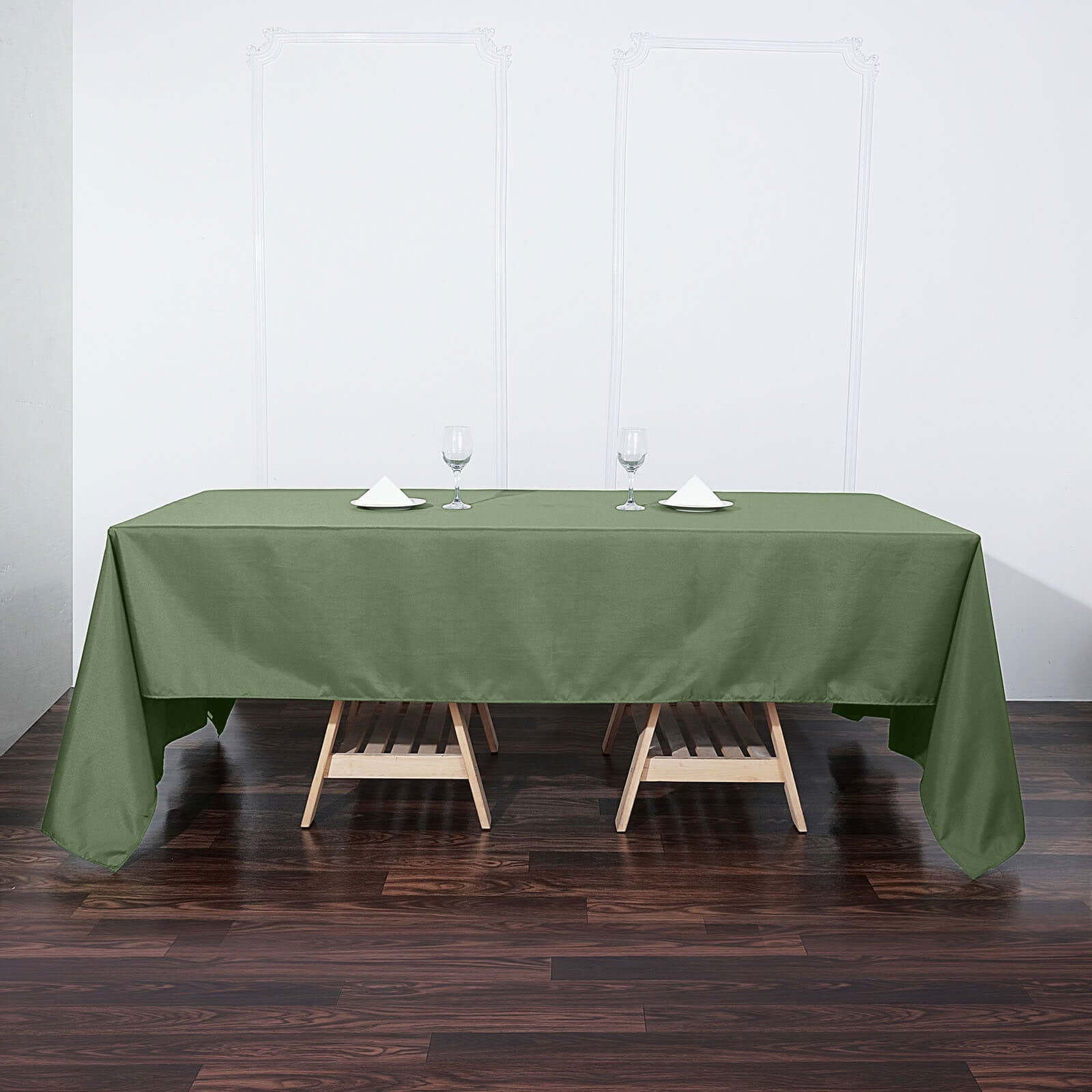 Olive Green Polyester Wrinkle-Resistant 60x126 Rectangle Tablecloth - Great for Events