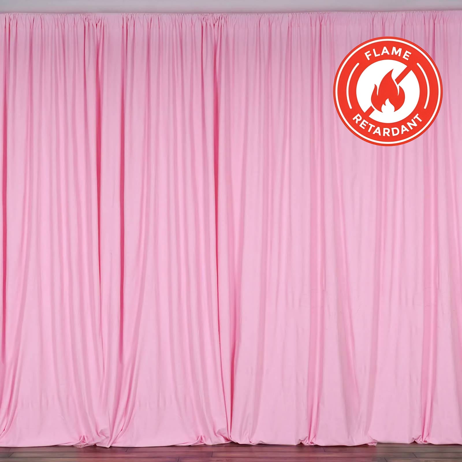 Hot Deal! 2 Pack Pink 10ftx10ft Scuba Polyester Flame - Resistant Wrinkle - Free Event Curtain Drapes with Rod Pockets