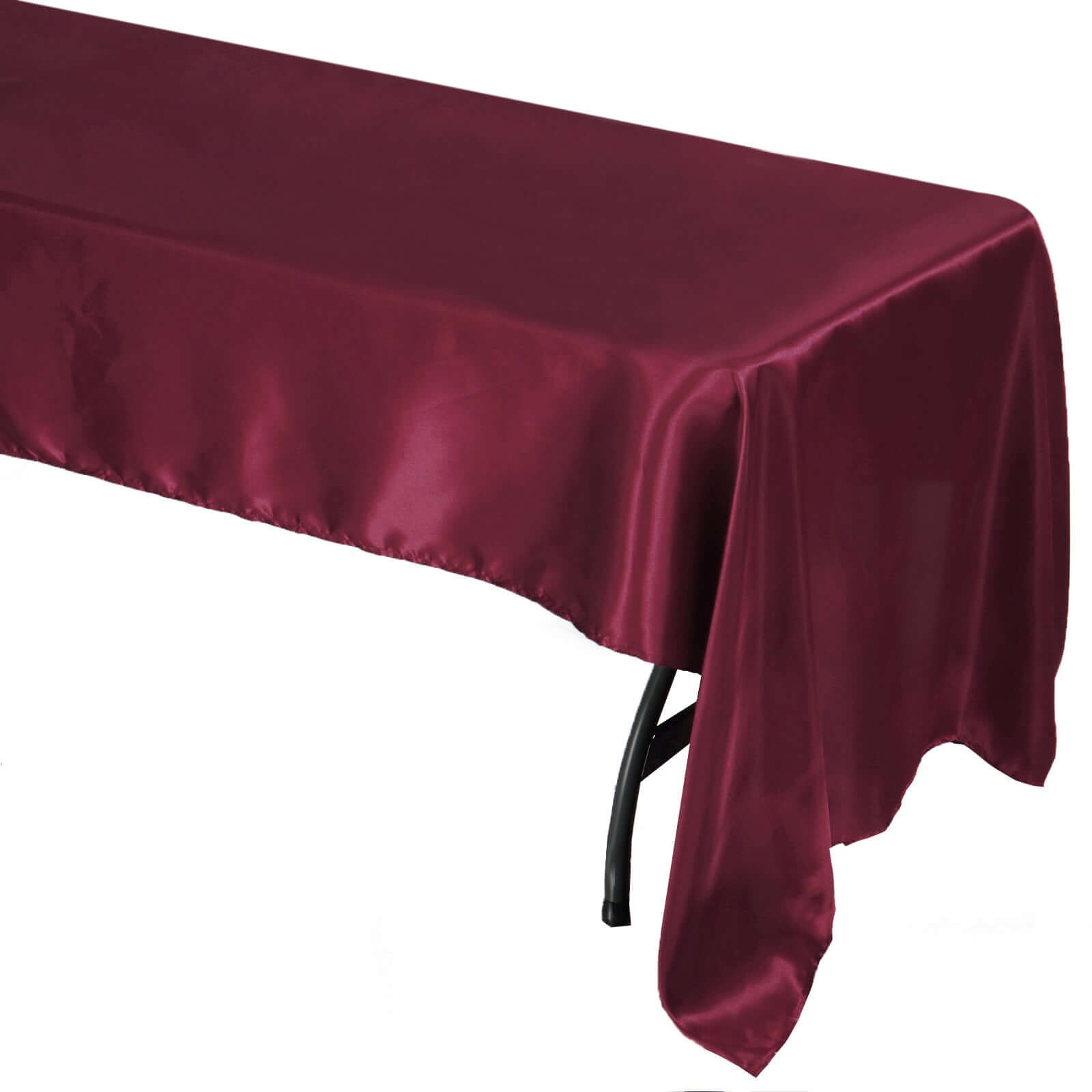 Hot! Burgundy Satin 60x126 Rectangular Tablecloth - Smooth & Lustrous