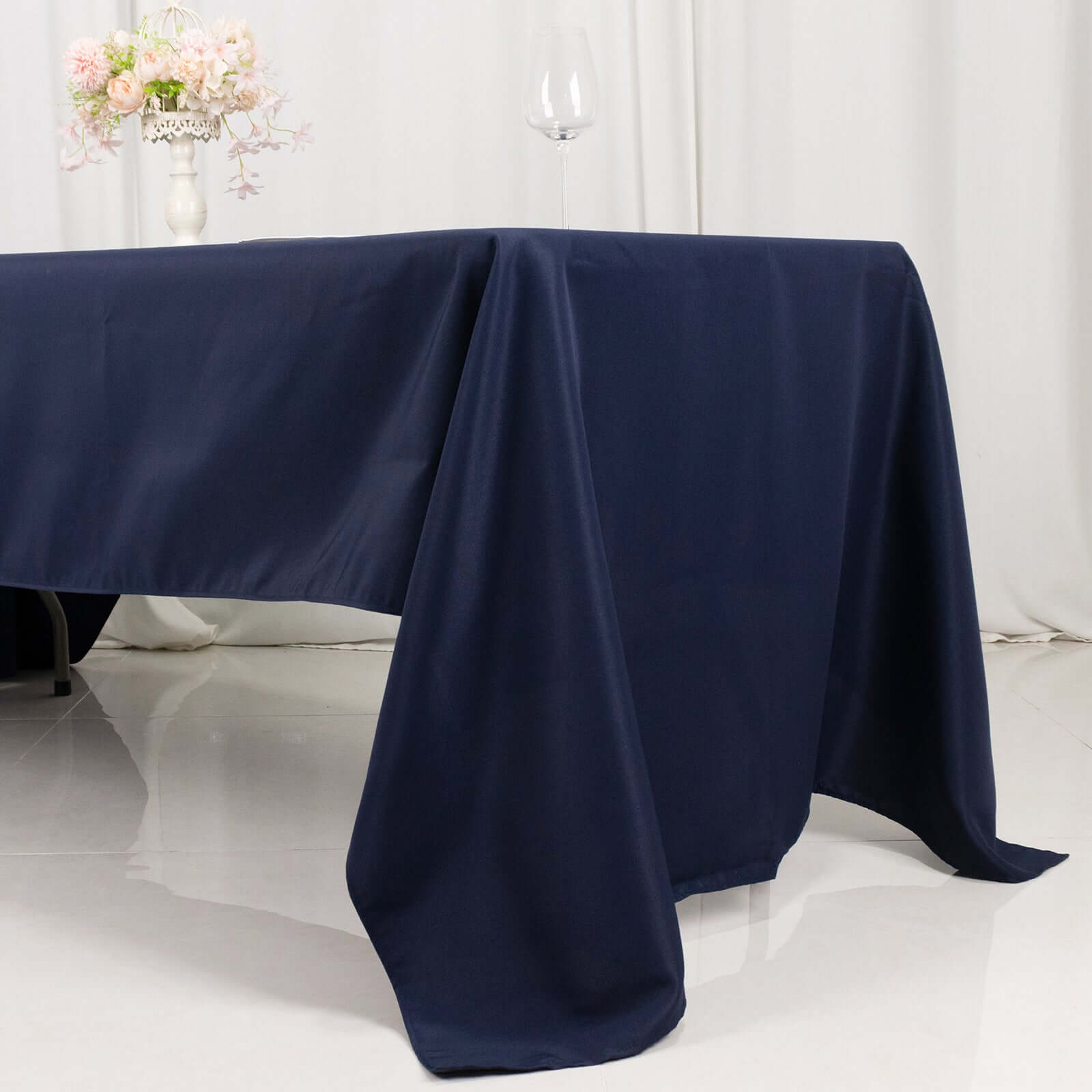 Navy Blue Premium Polyester 60x126 Rectangle Tablecloth - Stain-Resistant 220GSM Finish, Ideal for Events