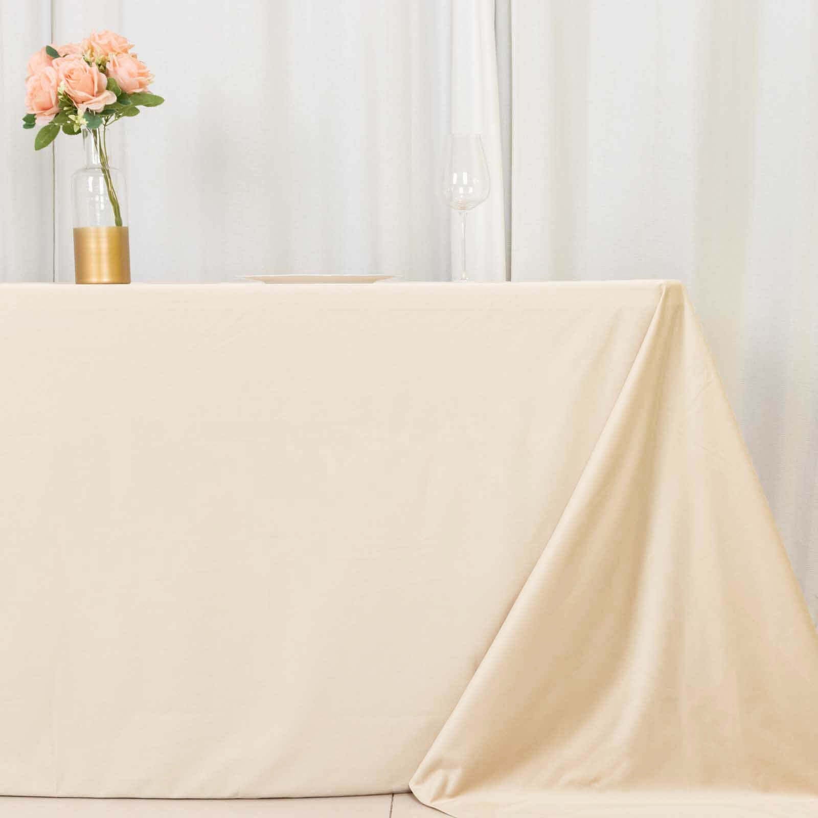 Exclusive Beige Scuba Polyester Wrinkle-Free & Stain-Resistant 90x132 Tablecloth