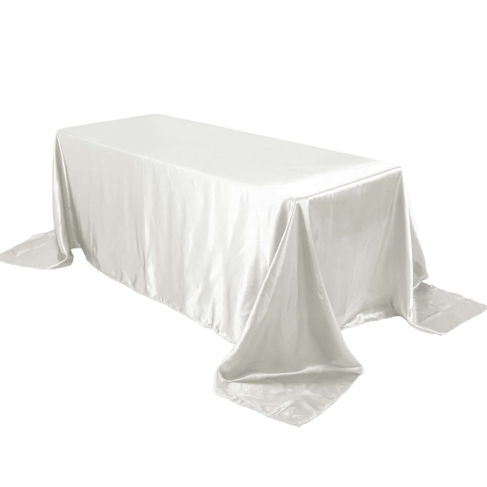 Exclusive Seamless Ivory Satin Rectangular 90x132 Tablecloth for Special Events
