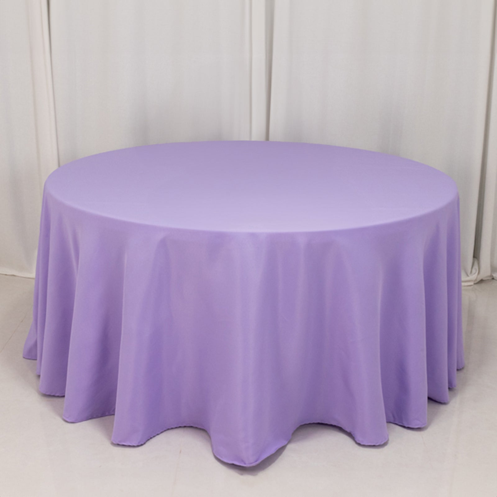 Hot Sale! Seamless 220GSM Wrinkle-Resistant 120' Dia. Premium Polyester Round Tablecloth in Lavender Lilac