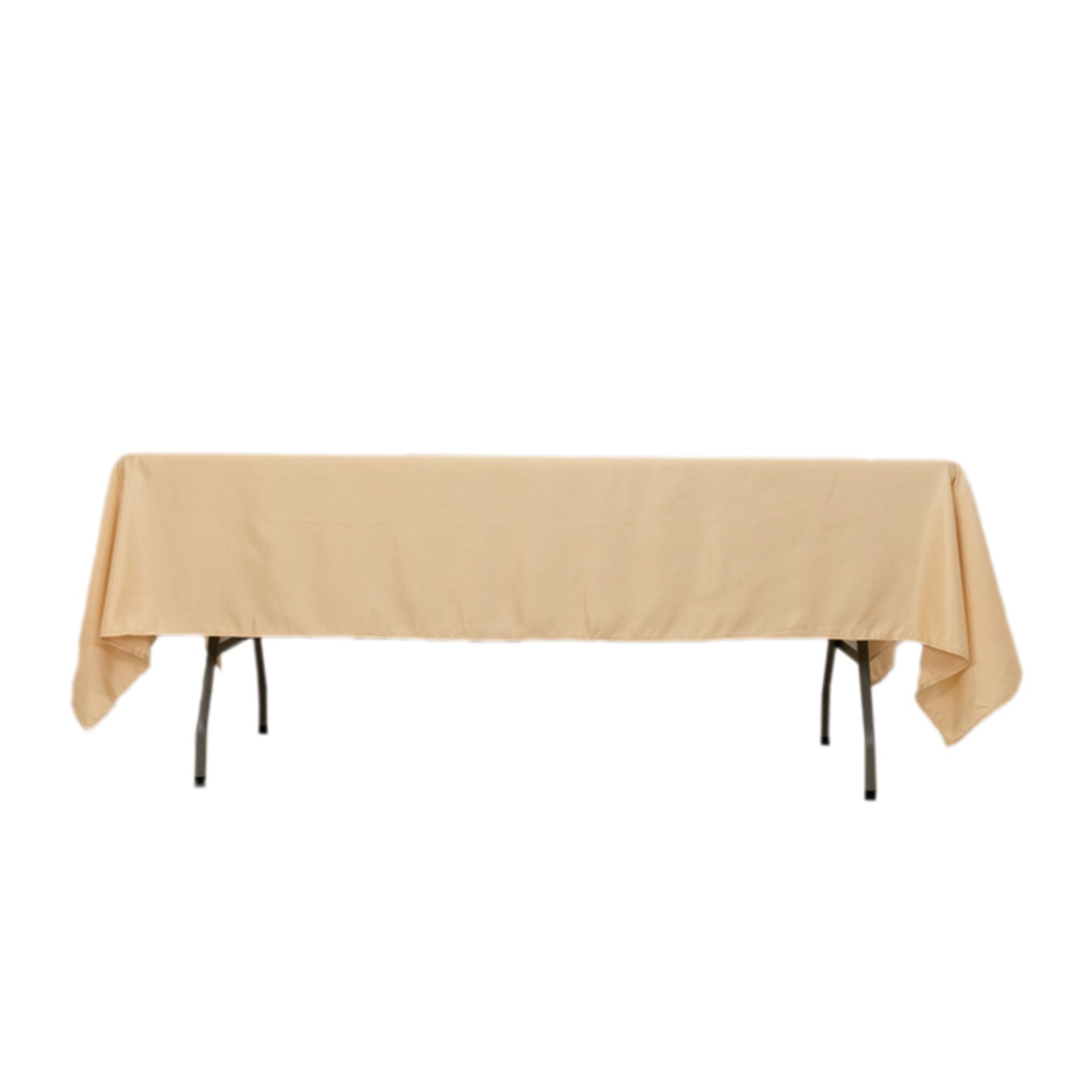 Beige Lamour Satin Rectangle Tablecloth - Durable & Silky Soft, Ideal for Events