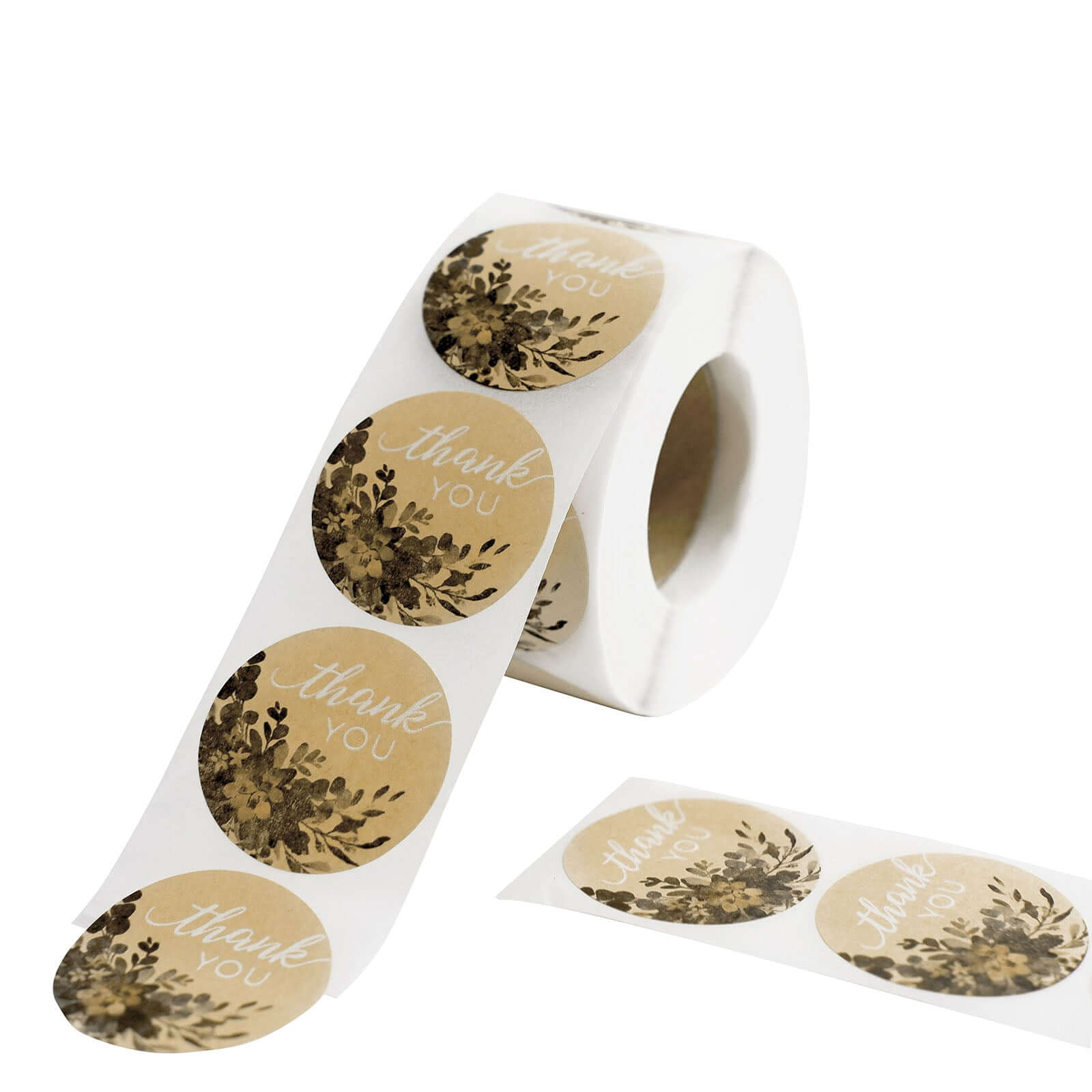 500Pcs 1.5" Round DIY Envelope Decor Stickers with 'Thank You' White Text and Natural Greenery