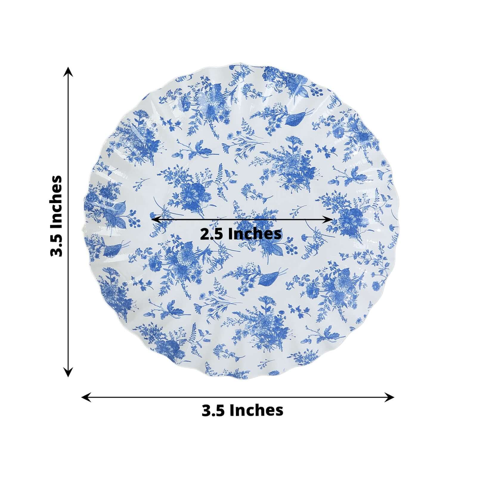 Hot Deal! 100-Pack Disposable White Paper Dessert Plates with Blue French Toile Design & Scalloped Rim
