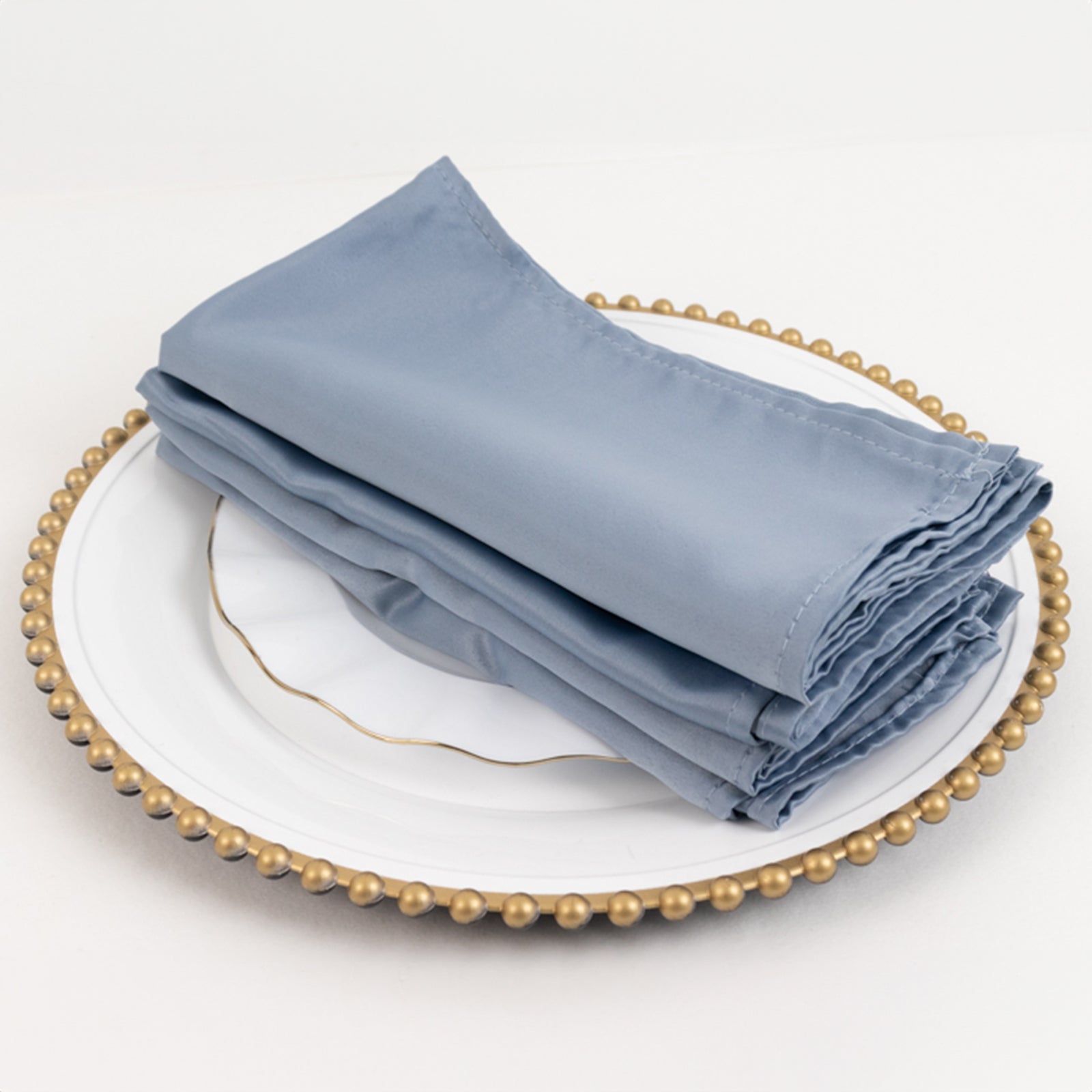 Get 5-Pack Dusty Blue Lamour Satin 20x20 Dinner Napkins with Soft Matte Finish
