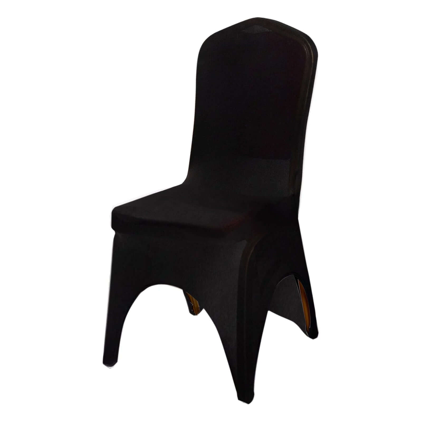 Hot! Black Premium Stretch Spandex Banquet Chair Cover - Durable 160GSM Fabric with 3 - Way Arch & Foot Pockets
