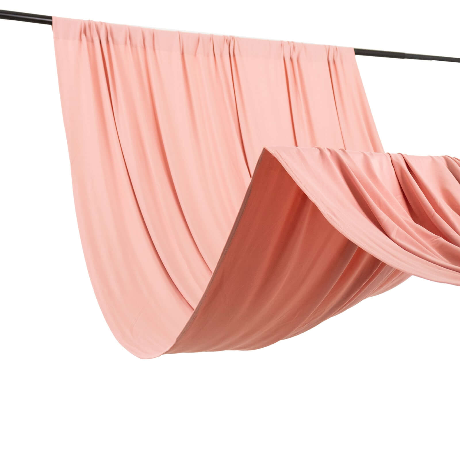 Wrinkle-Free Dusty Rose 4-Way Stretch Spandex Event Backdrop Curtain, 5ft x 16ft with Rod Pockets