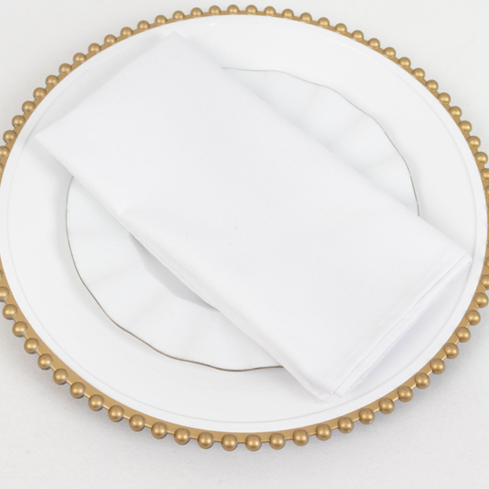5-Piece Set of 20x20 Wrinkle-Resistant White Cotton Blend Dinner Napkins for Daily Use