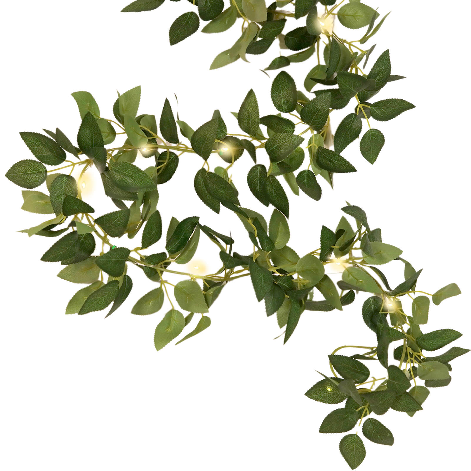 6ft Artificial Rose Leaf Garland with Warm White LED Lights for Home and Wedding Decor