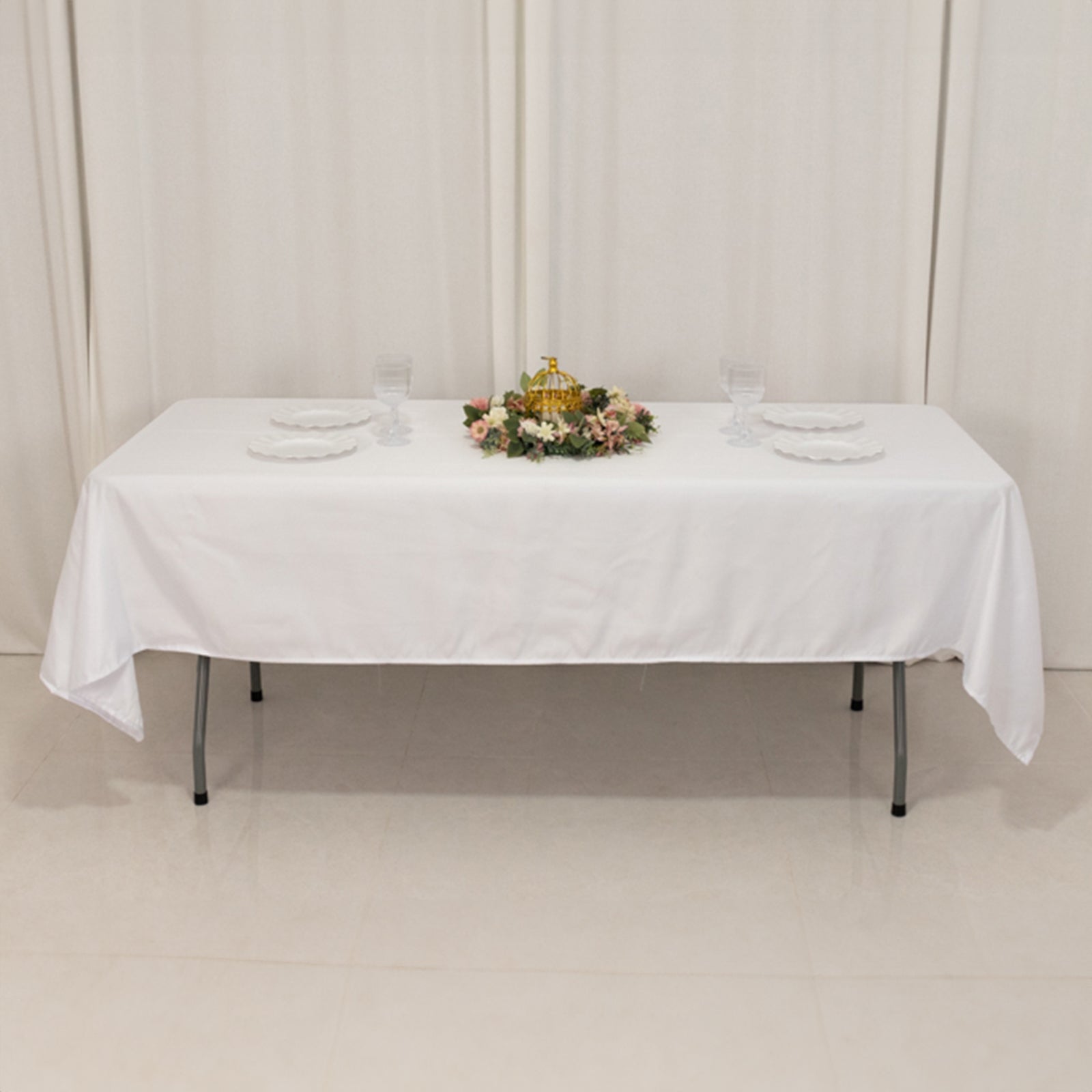 Premium White Lamour Satin Rectangle Tablecloth (60x102) for Weddings and Banquets - Durable & Soft