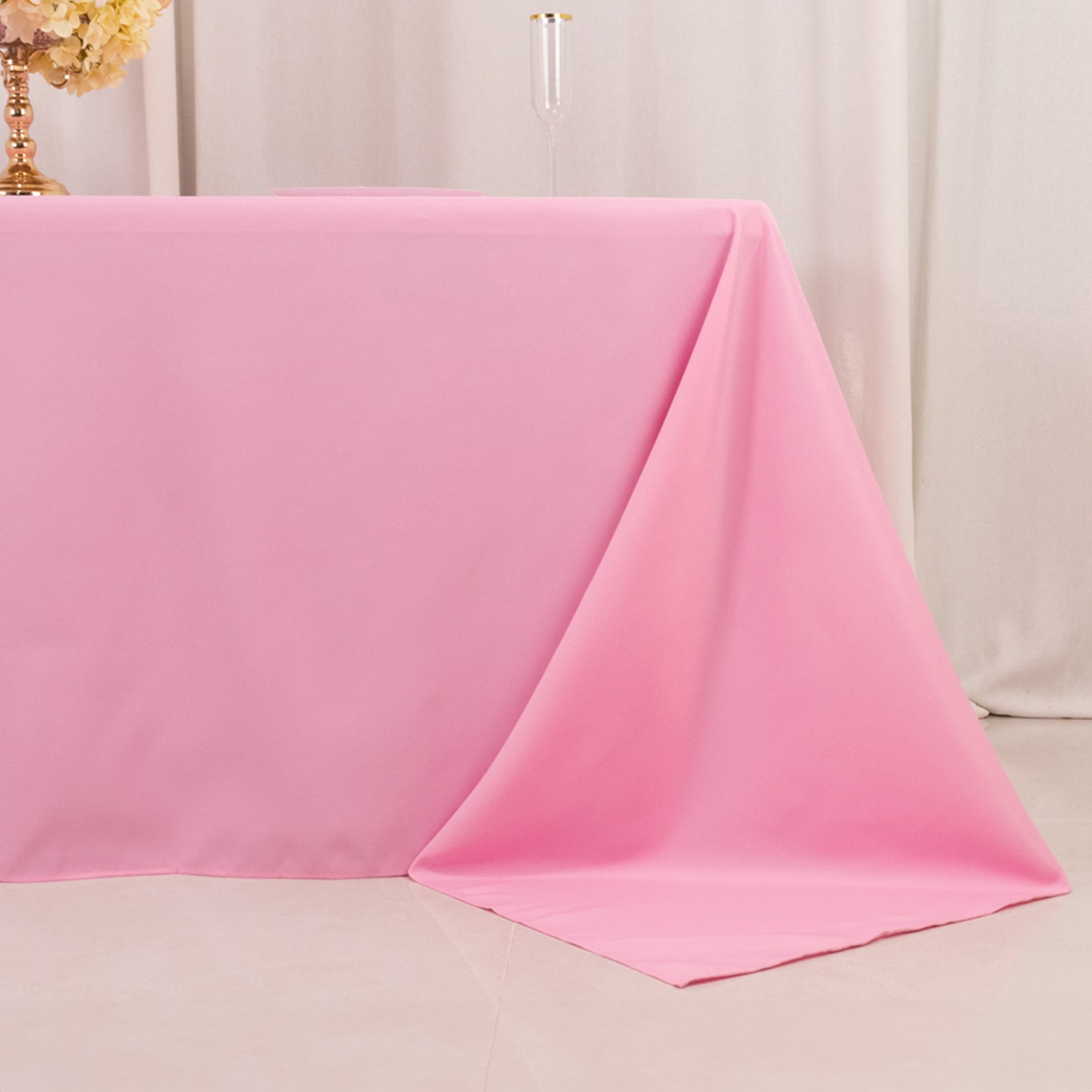 Hot Sale! Seamless 220GSM Stain-Resistant Pink Premium Polyester Rectangle Tablecloth 90x132
