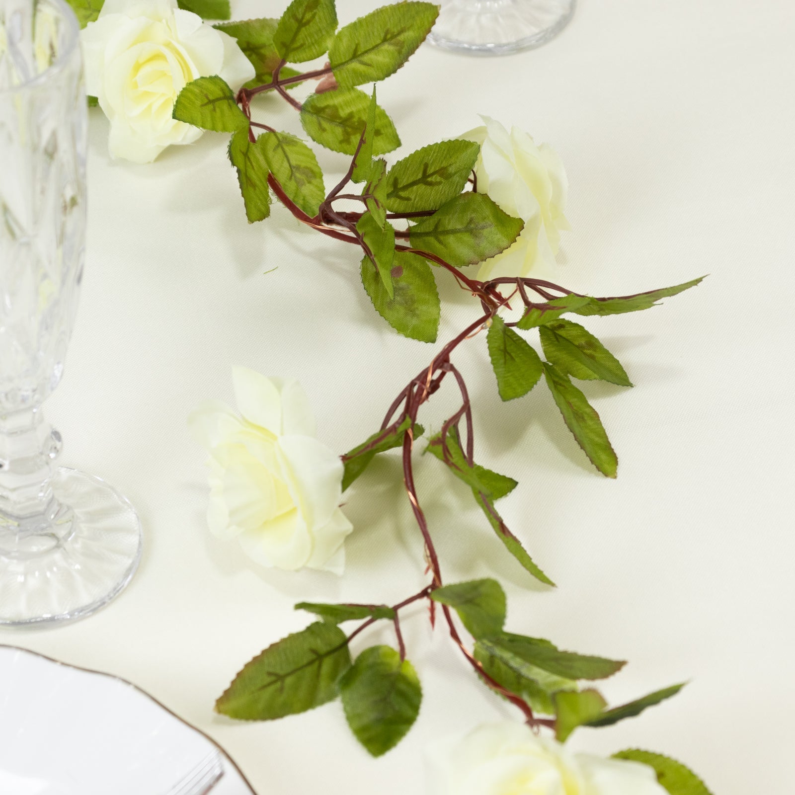 Hot Deal! 7ft 20 LED Warm White Silk Rose Flower Garland, Battery Operated