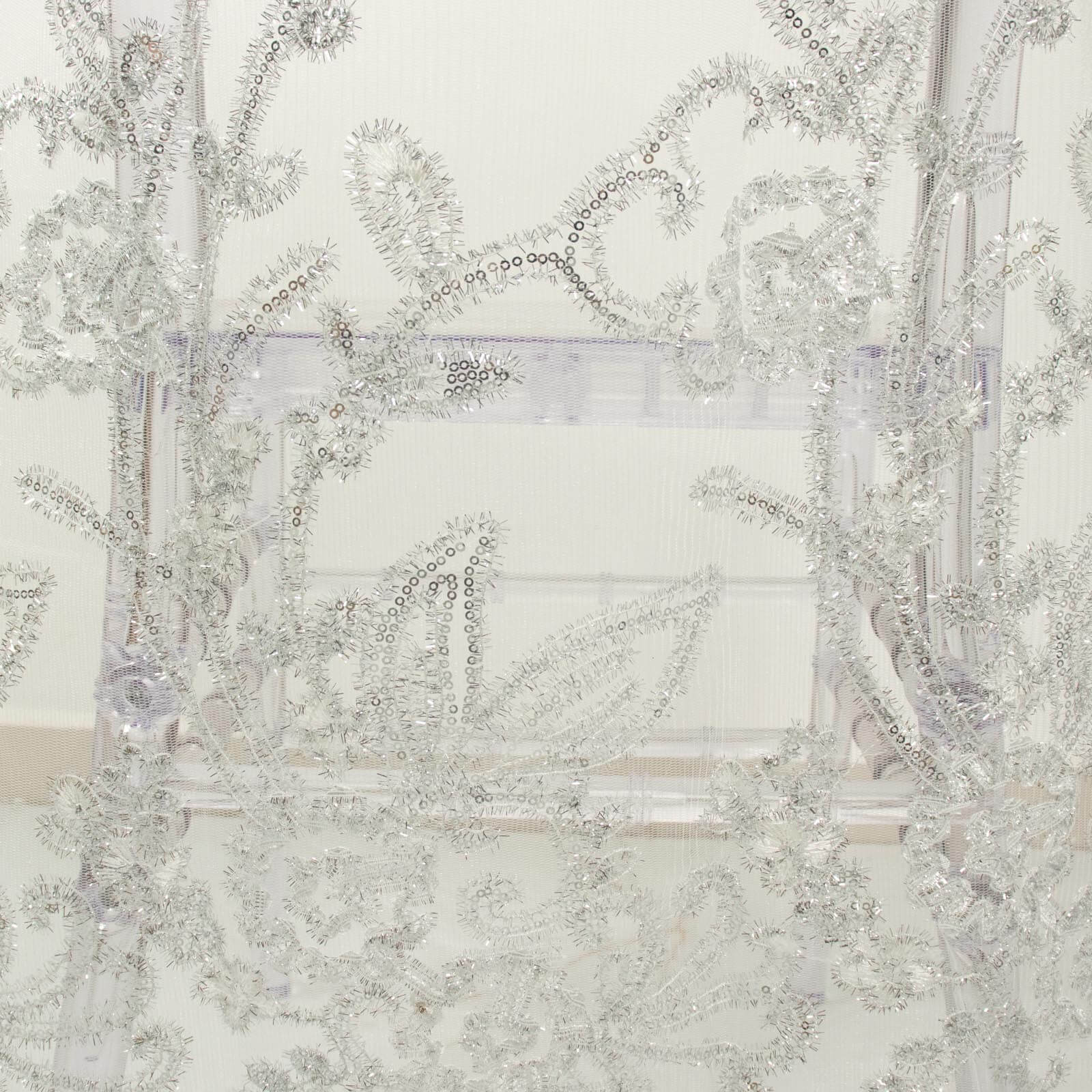 White Organza Chiavari Chair Slipcover with Floral Sequin Embroidery - Ideal for Weddings