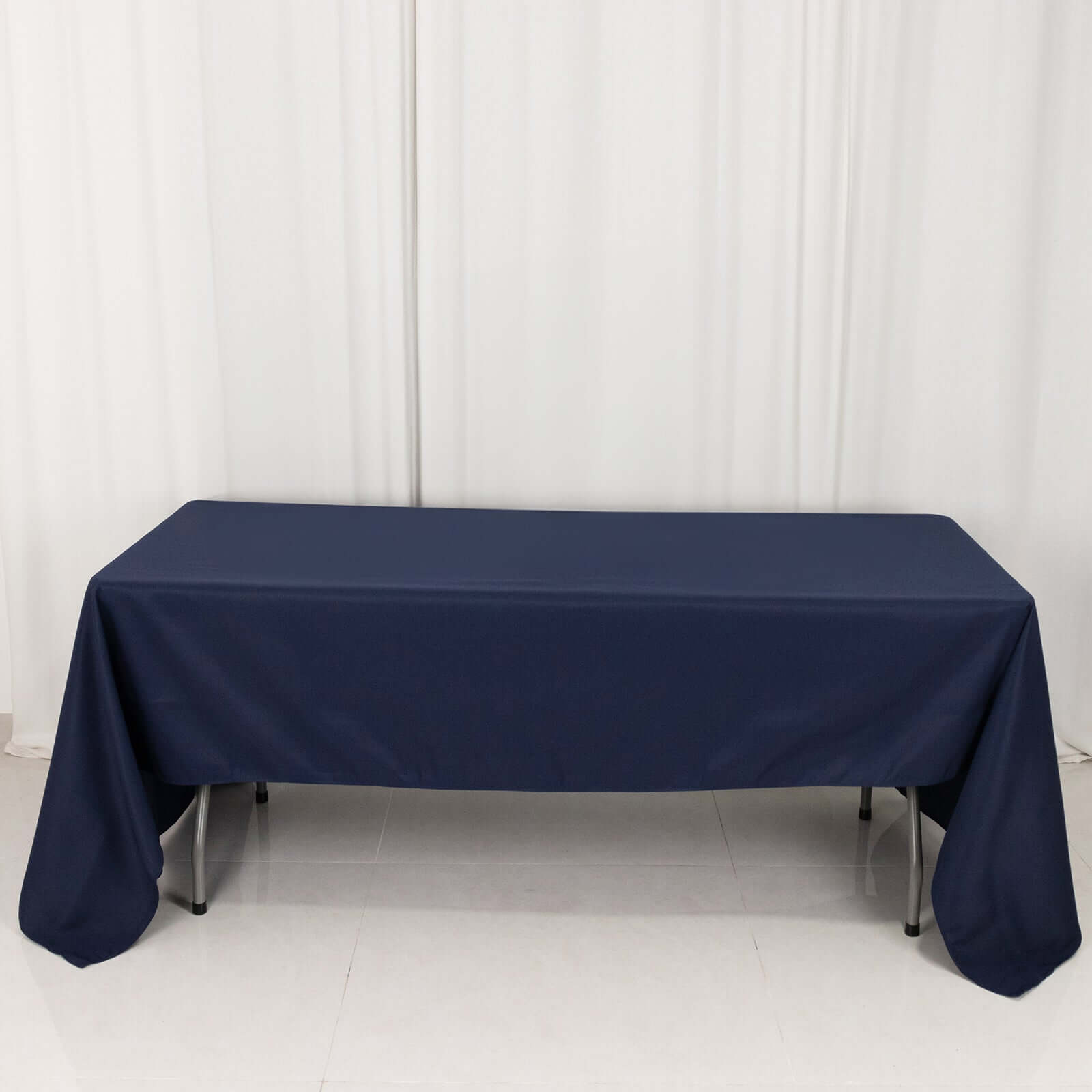 Navy Blue Premium Polyester 60x126 Rectangle Tablecloth - Stain-Resistant 220GSM Finish, Ideal for Events