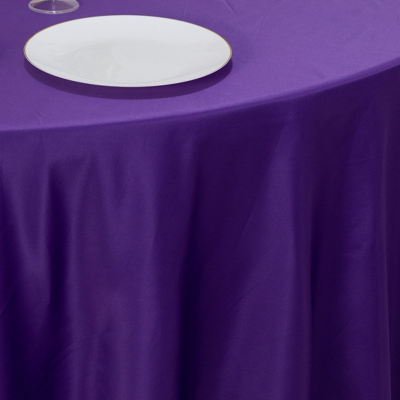 Hot Deal! Purple Lamour Satin 120" Round Seamless Tablecloth with Soft Sheen