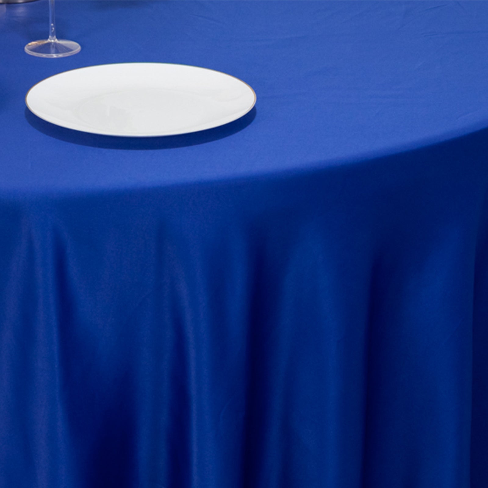 Royal Blue Lamour Satin Seamless 120-Inch Round Tablecloth with Soft Sheen