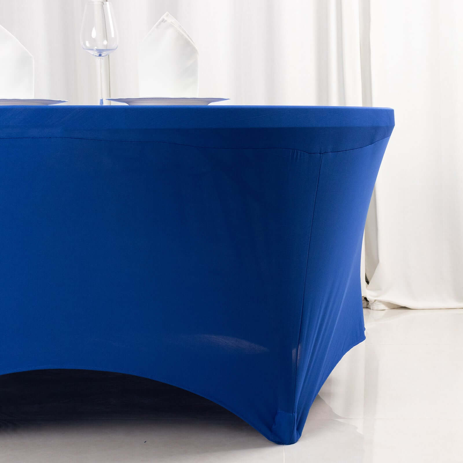 Royal Blue 6ft Stretch Spandex Round Tablecloth - Durable & Form-Fitting
