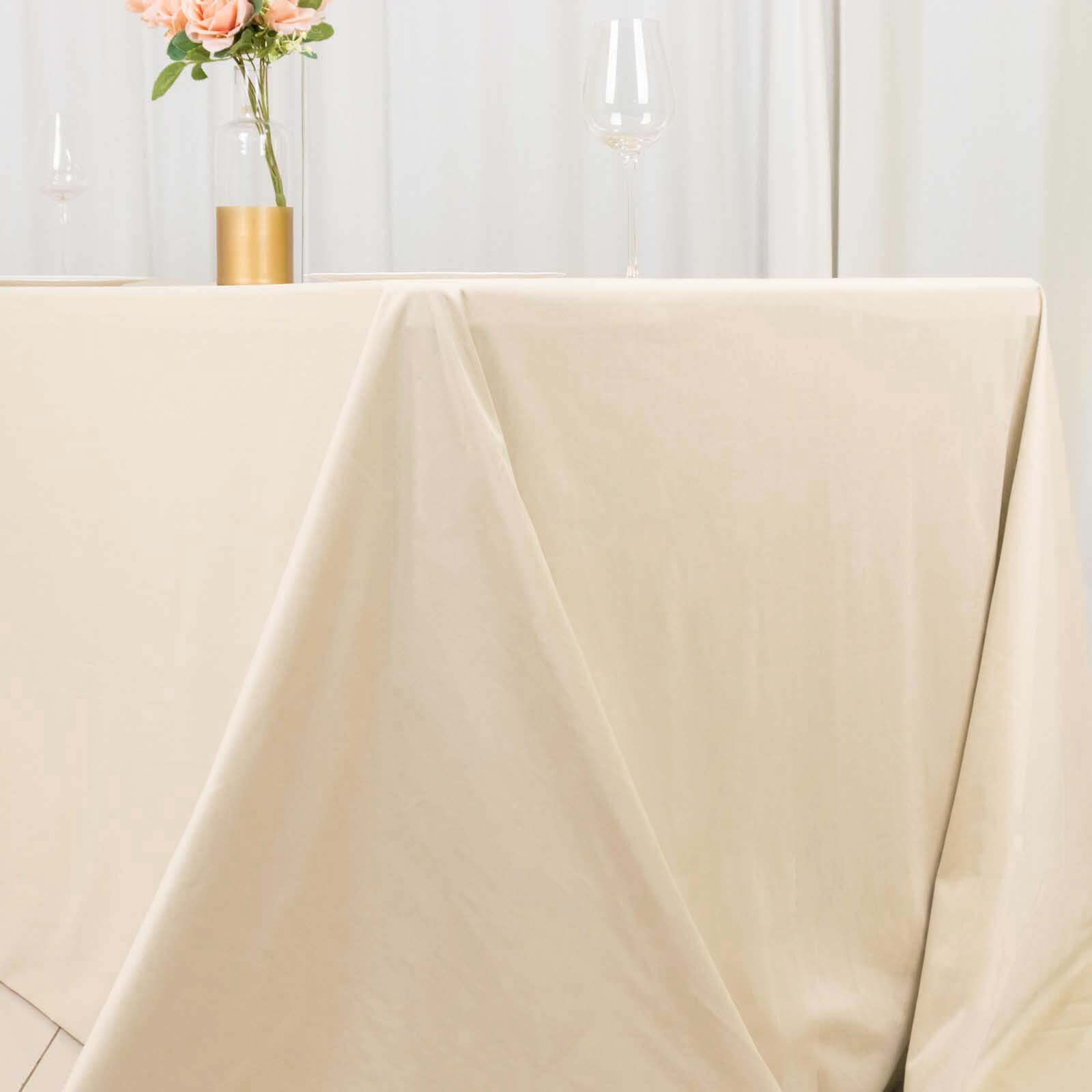 Exclusive Beige Scuba Polyester Wrinkle-Free & Stain-Resistant 90x132 Tablecloth