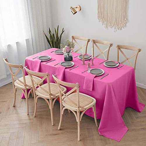 Hot Deal! Seamless Wrinkle-Resistant Fuchsia Polyester Rectangle Tablecloth 90x132