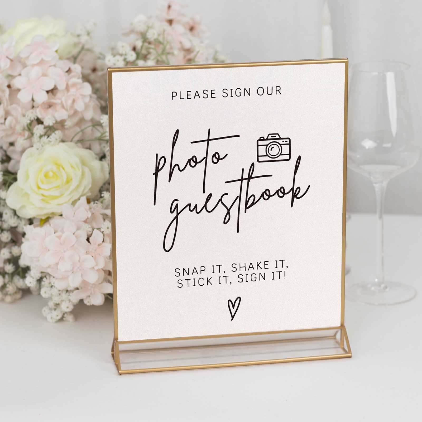 6-Pack Gold Acrylic Rectangular Sign Holders: Double-Sided Clear Display with White Cardboard, Ideal for Banquets 9x11