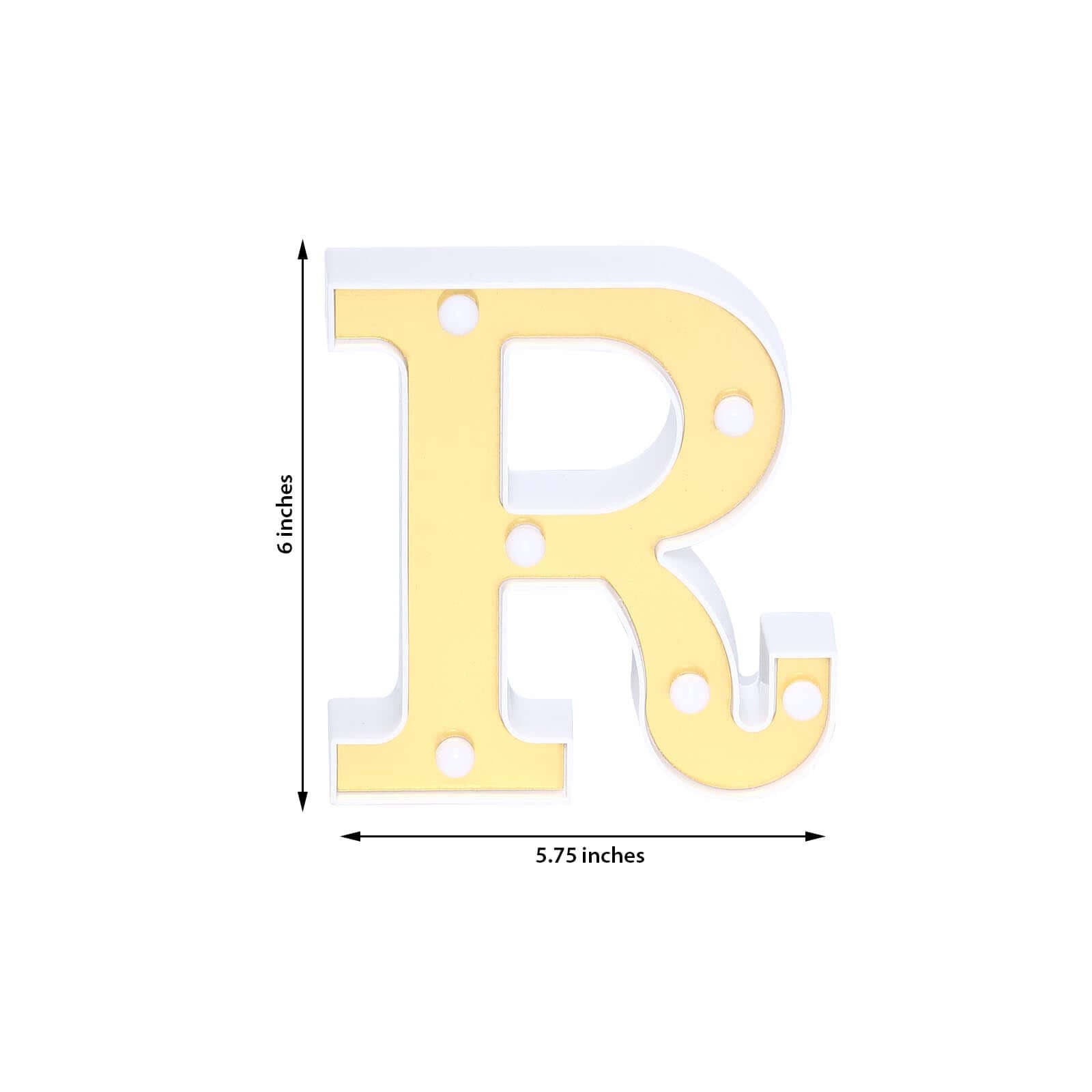 Hot! 3D Gold Marquee Letter R with 6 Warm White LED Lights - Ideal Event Decor