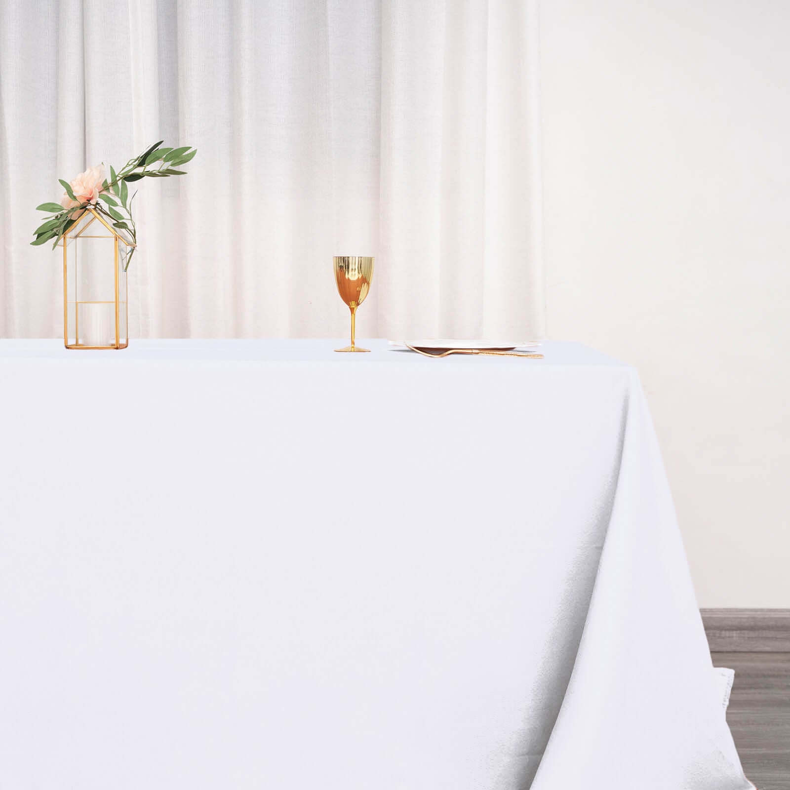 Get This White 90x132 Polyester Rectangle Tablecloth for Luxurious Celebrations