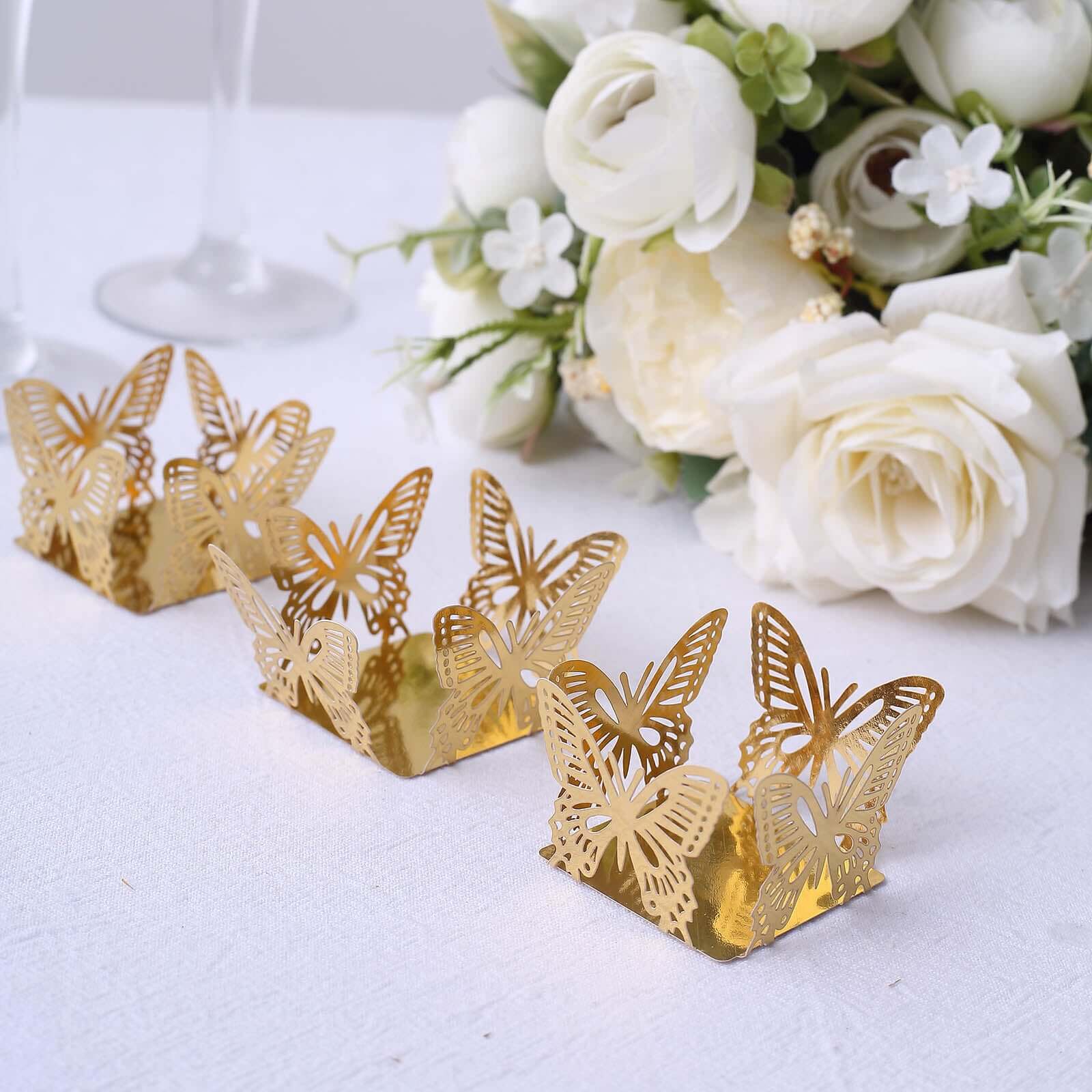 Hot Deal! 50-Pack Metallic Gold Mini Paper Truffle Cup Liners with Butterfly Square Design for Cupcakes