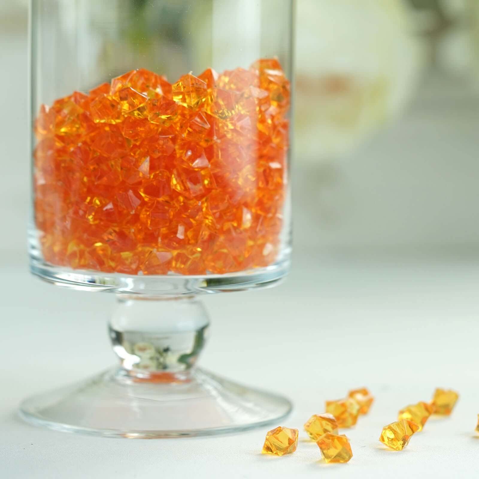 400 Pcs Mini Orange Acrylic Ice Bead Vase Fillers - Ideal for Wedding Centerpieces & DIY Table Styling