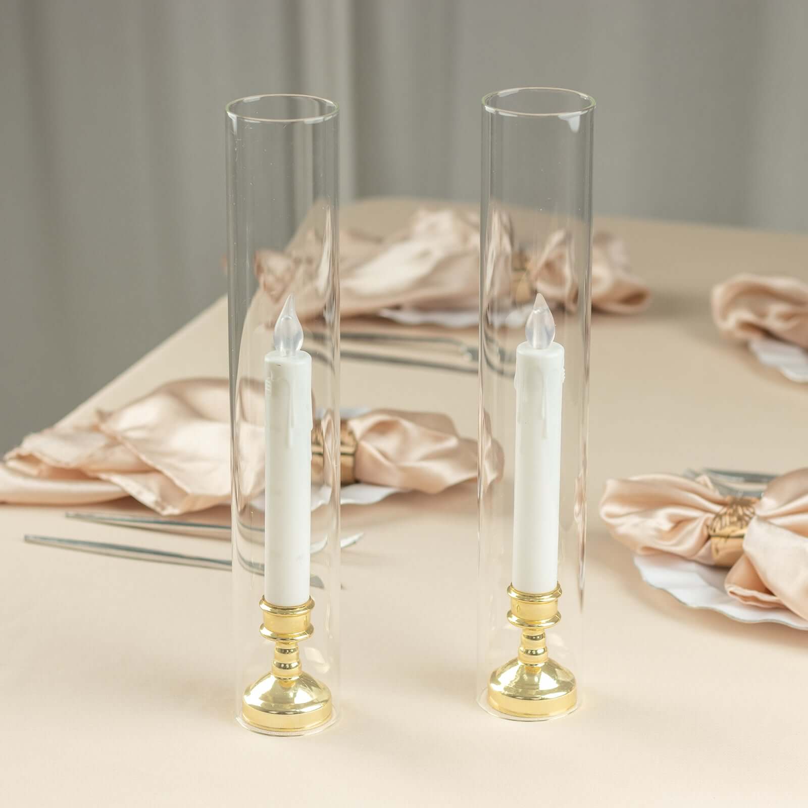 Hot Deal! 2-Pack Clear Glass Cylinder Hurricane Candle Shades, 2.25 Diameter, 14 Height
