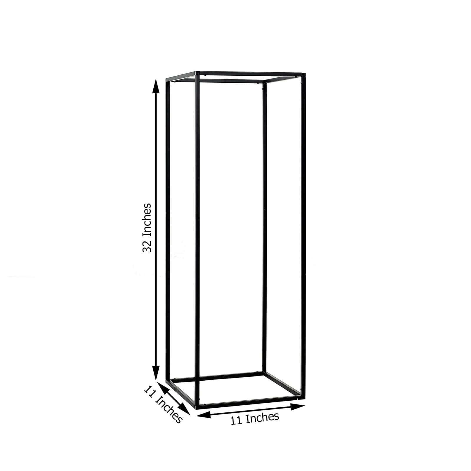 2-Pack Matte Black Iron Wedding Flower Stand, Rectangular Geometric Column Frame, 32