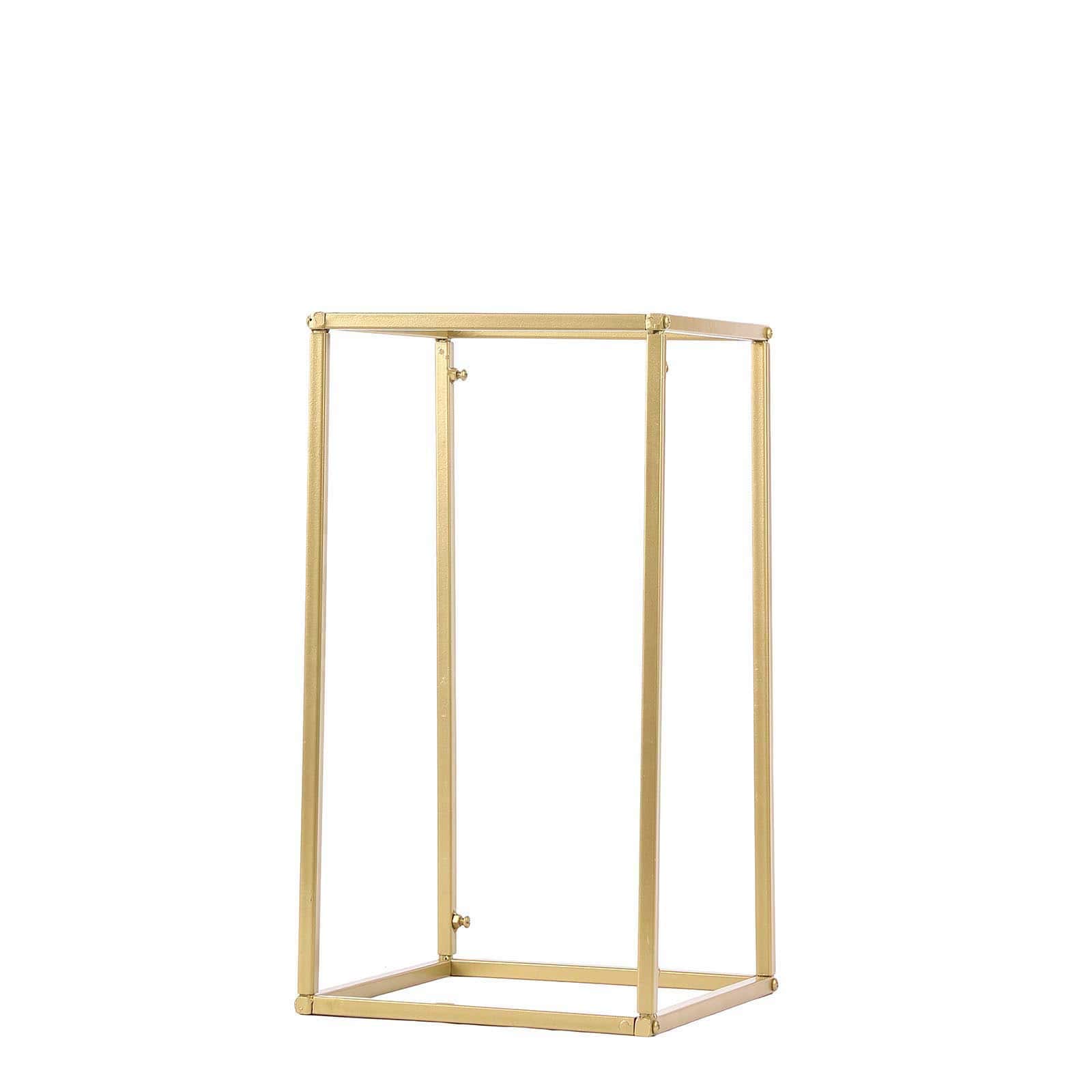 2-Pack Matte Gold Metal Rectangular Geometric Column Flower Stand for Elegant Floral Arrangements