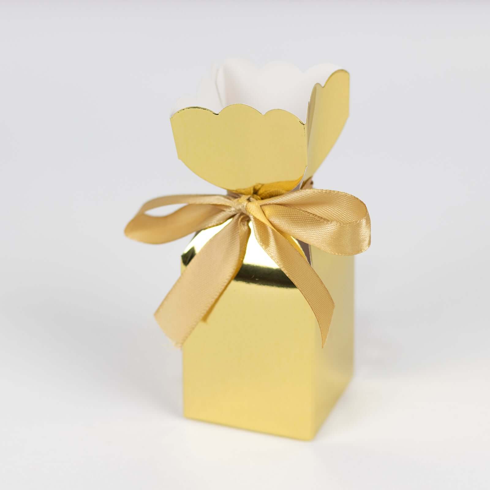 25-Pack Gold Floral Satin Ribbon Candy Gift Boxes - Ideal for Parties