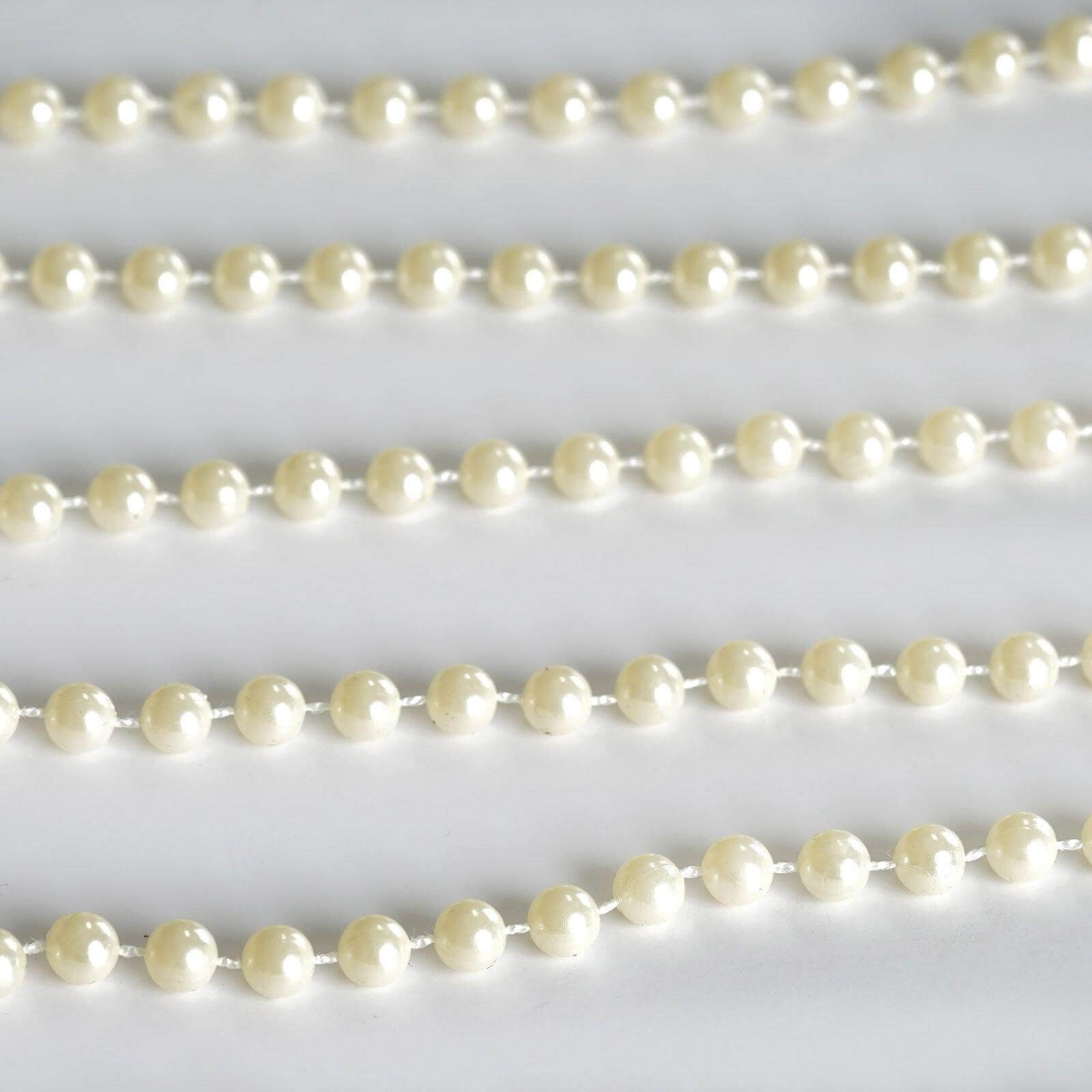 Ivory Faux Pearl Beads for DIY Crafts - 12 Yards Lustrous String