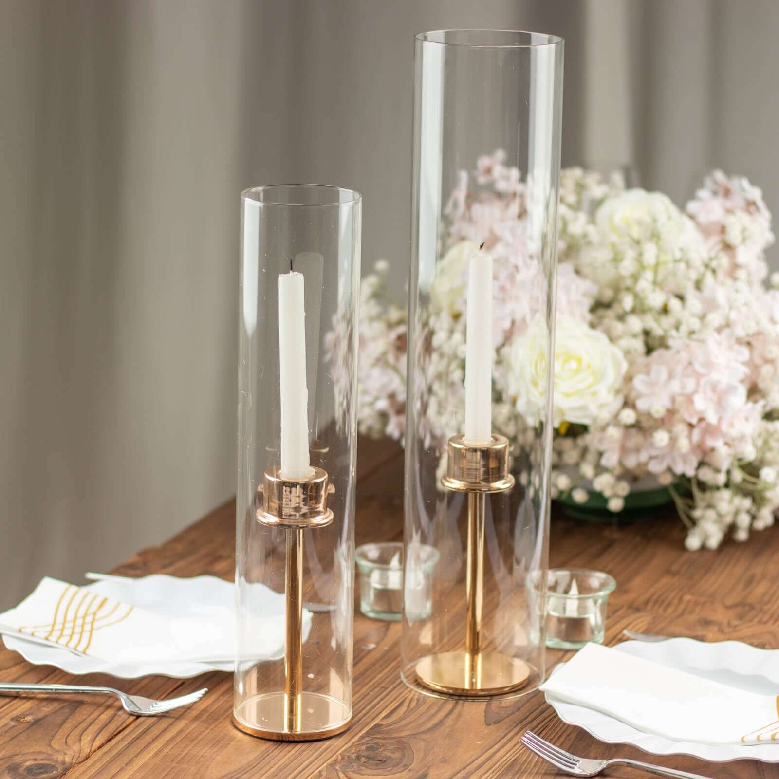 2-Pack 18-Inch Clear Glass Open-End Candelabra Shades for Stylish Table Decor