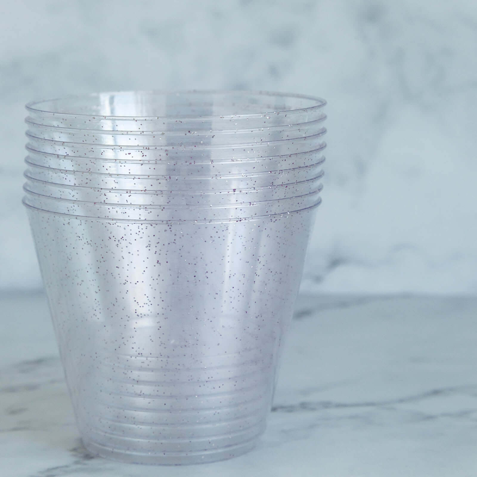 Stylish 9oz Blush Glittered 12-Pack Disposable Plastic Party Glasses