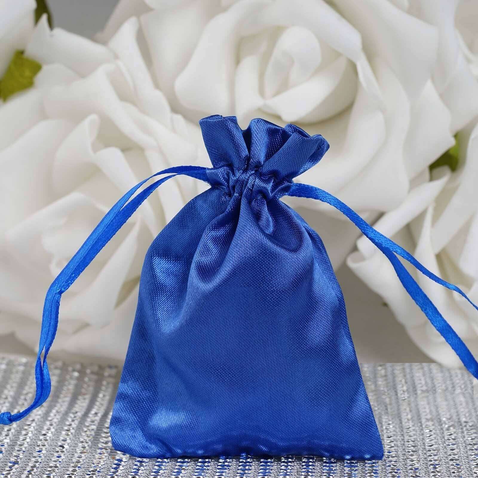 Get 12-Pack Royal Blue Satin Drawstring Bags Ideal for Wedding and Party Favors