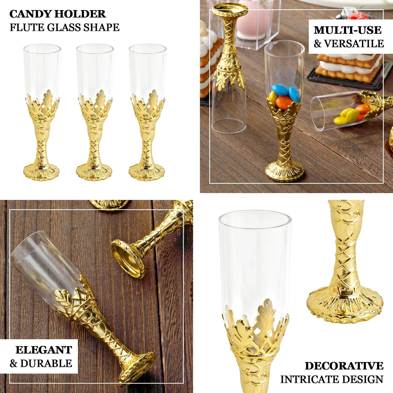 12-Pack Clear Gold Plastic Mini Champagne Bottle Style Fillable Candy Treat Favor Boxes