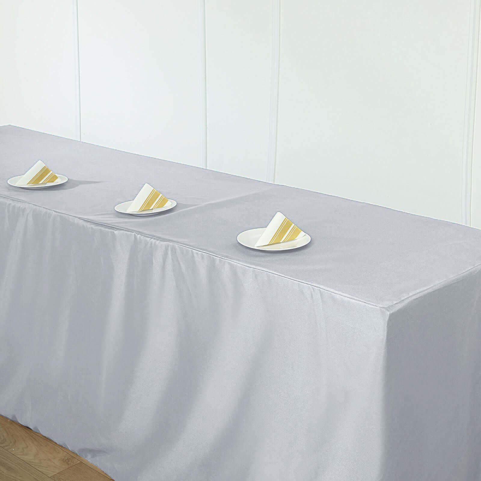 Premium White Fitted Polyester Tablecloth (96x30) - Ideal for Trade Shows, Catering & Events