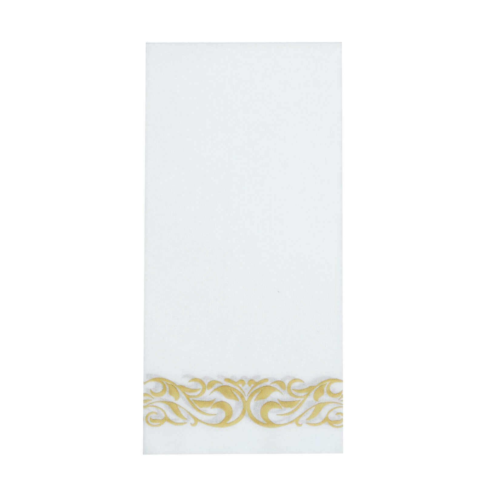 25-Pack Premium White Paper Napkins with Metallic Gold Foil Scroll Design - Ideal for Weddings & Events