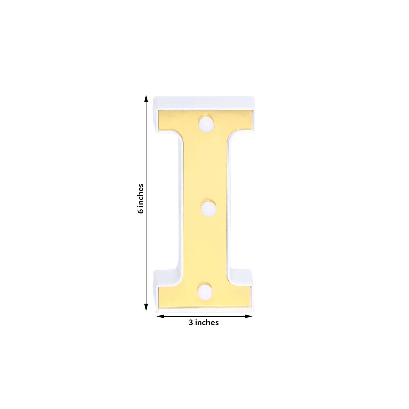 Chic 3D Gold Marquee Letter I with 3 Warm White LED Lights for Event Decor 6'