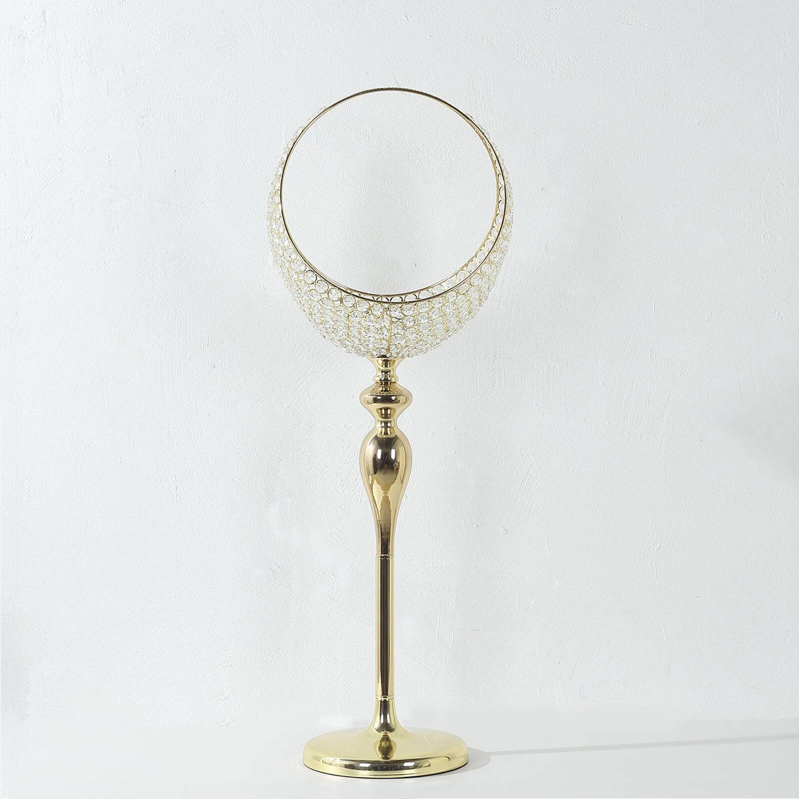 3ft Tall Gold Metal Crystal Beaded Candle Holder Stand - Ideal Wedding Flower Centerpiece