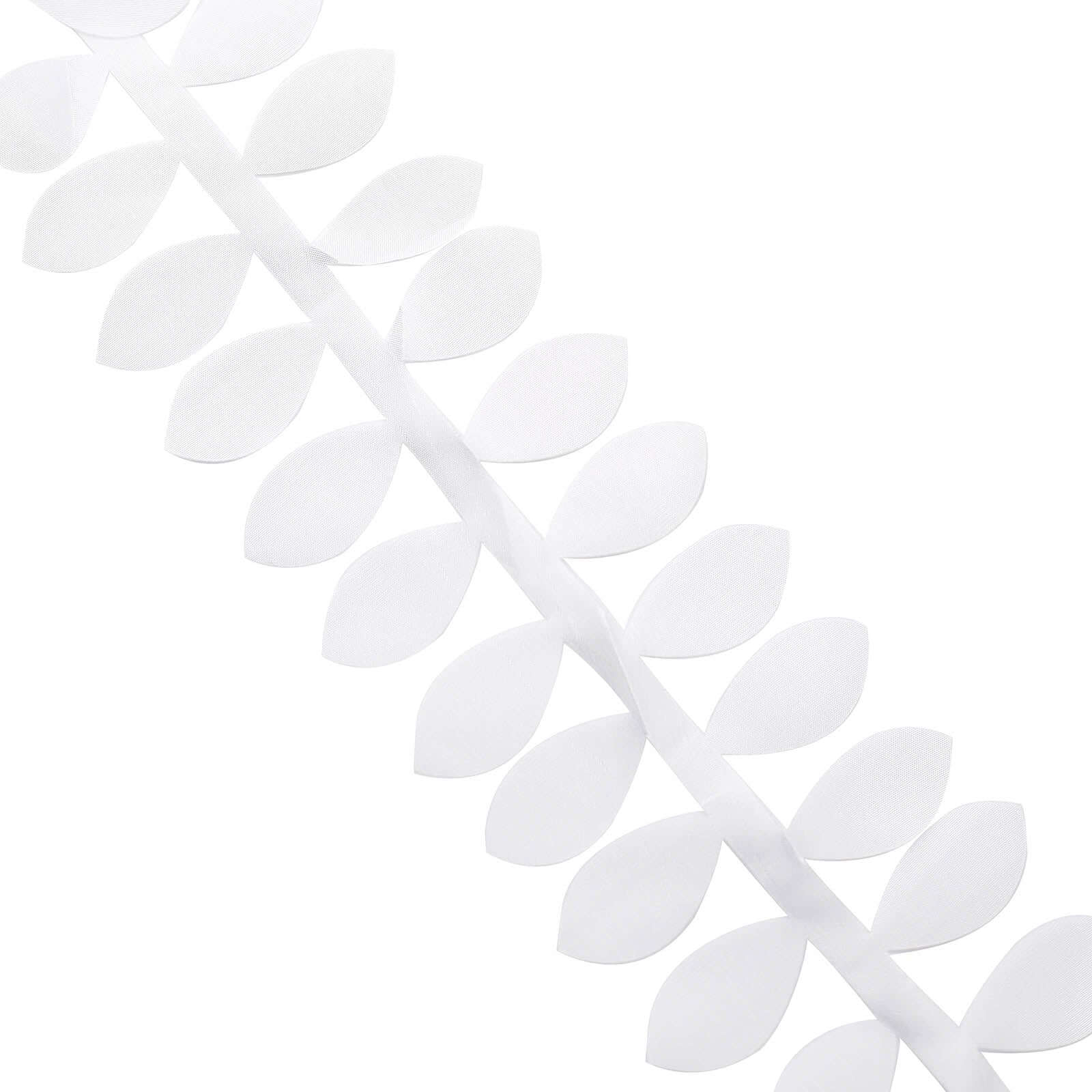 50ft White Taffeta Ribbon Sash with 4 - Leaf Petal Design, Elegant Garland for Events