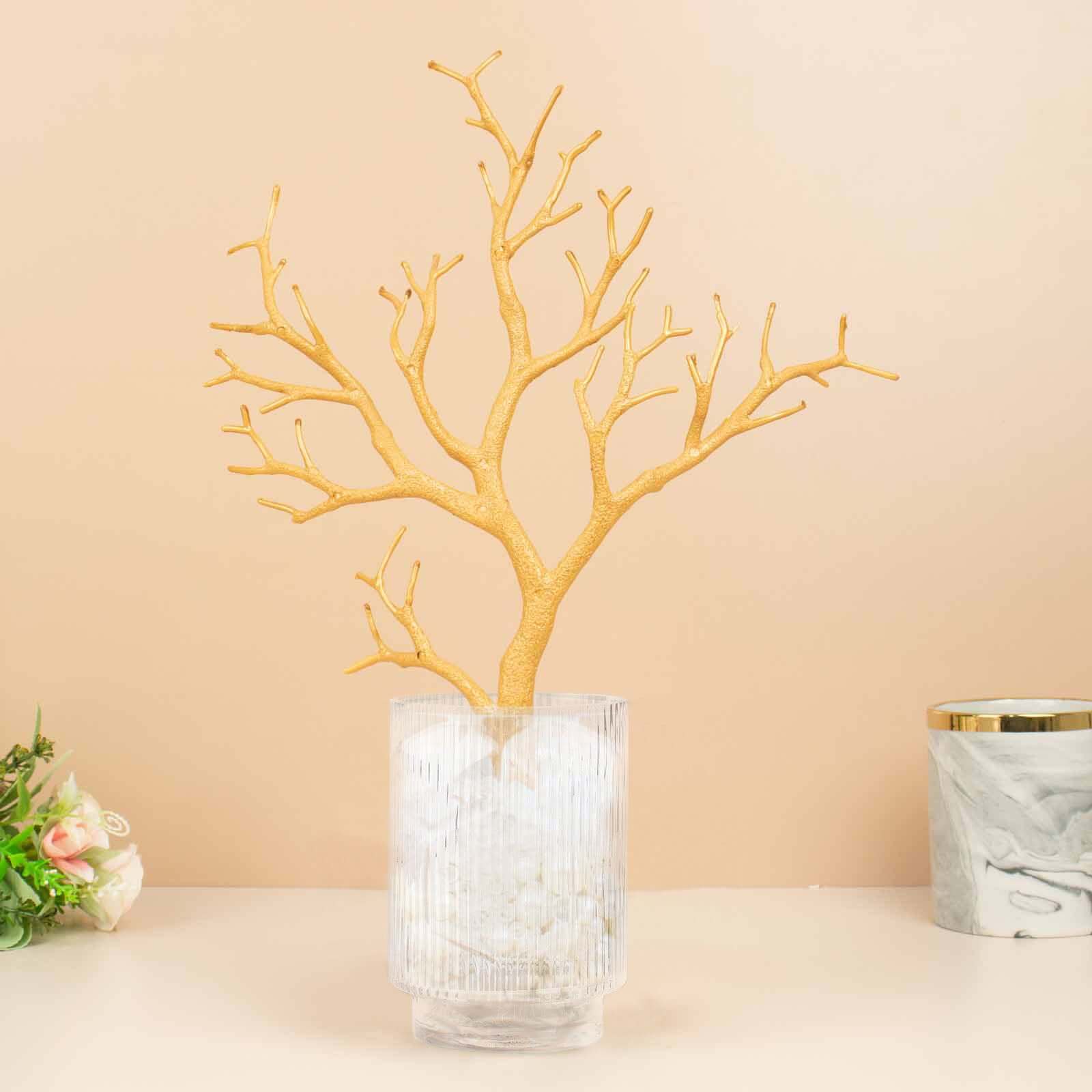 10-Piece Set of Metallic Gold Artificial Manzanita Tree Branches - Ideal for Vase Filler, Home & Wedding Decor