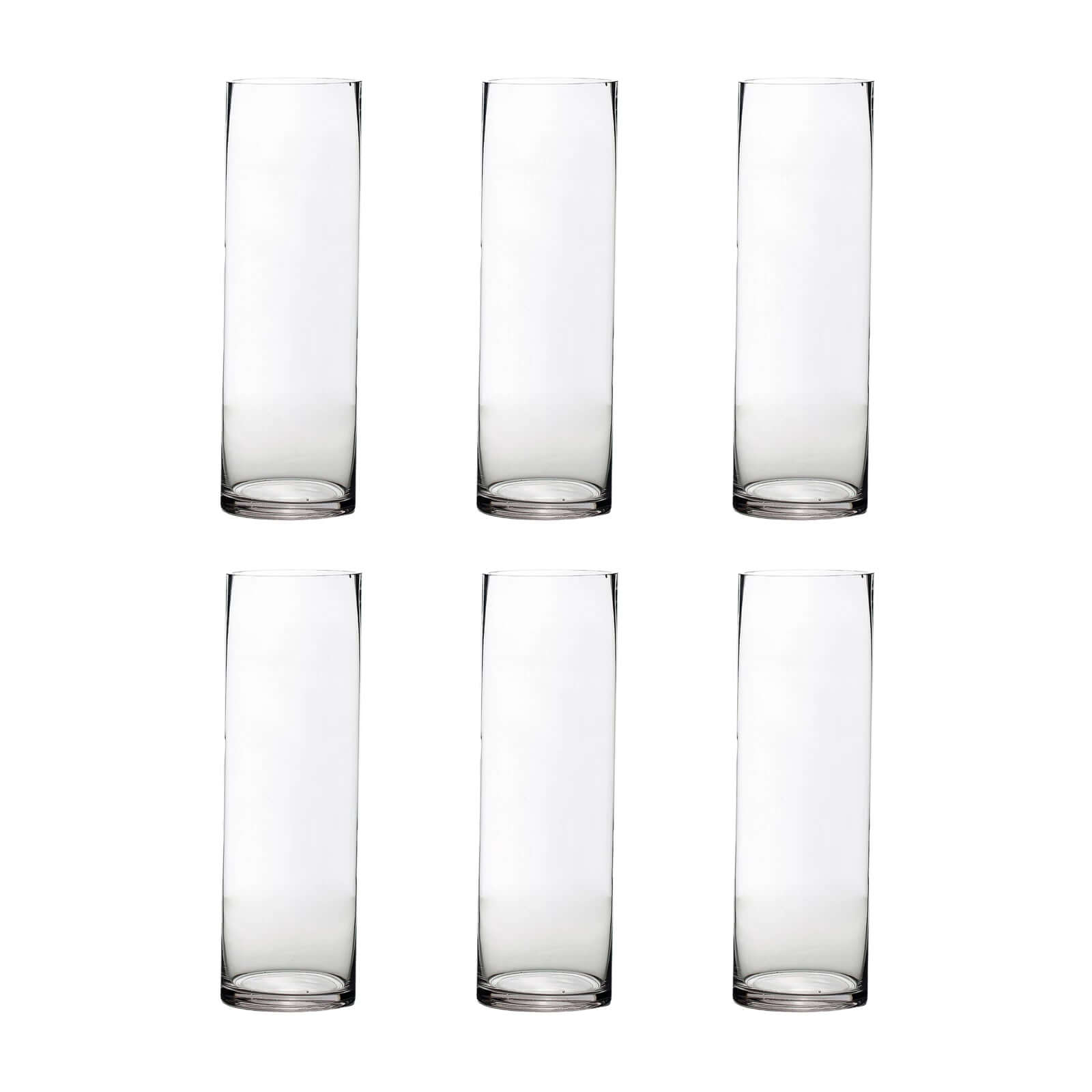 Amazing 6-Pack Clear Glass Cylinder Flower Vases - Ideal Stylish Centerpieces for Weddings