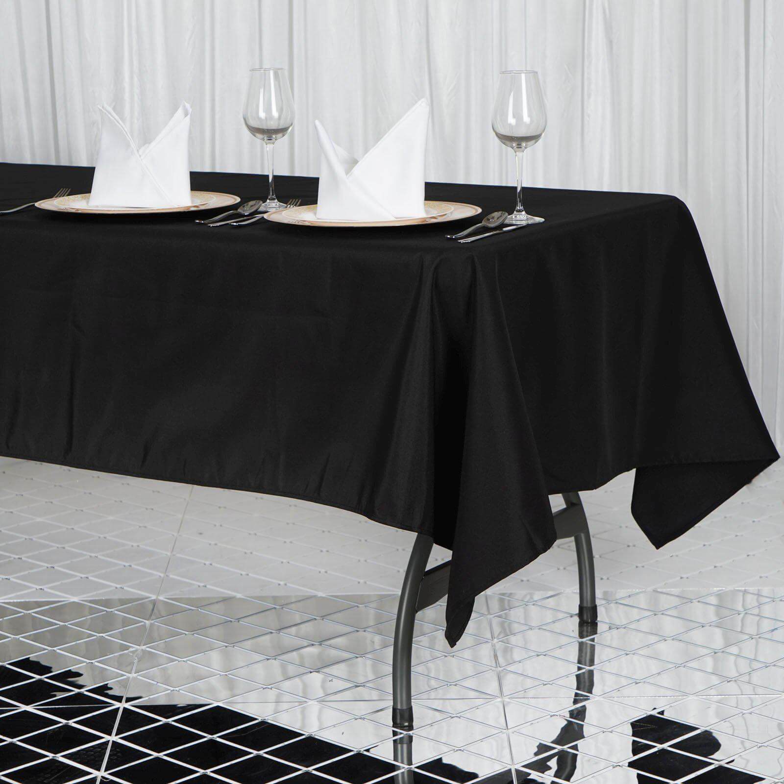 Exclusive 220GSM Wrinkle-Resistant Black Polyester Tablecloth for Weddings & Events