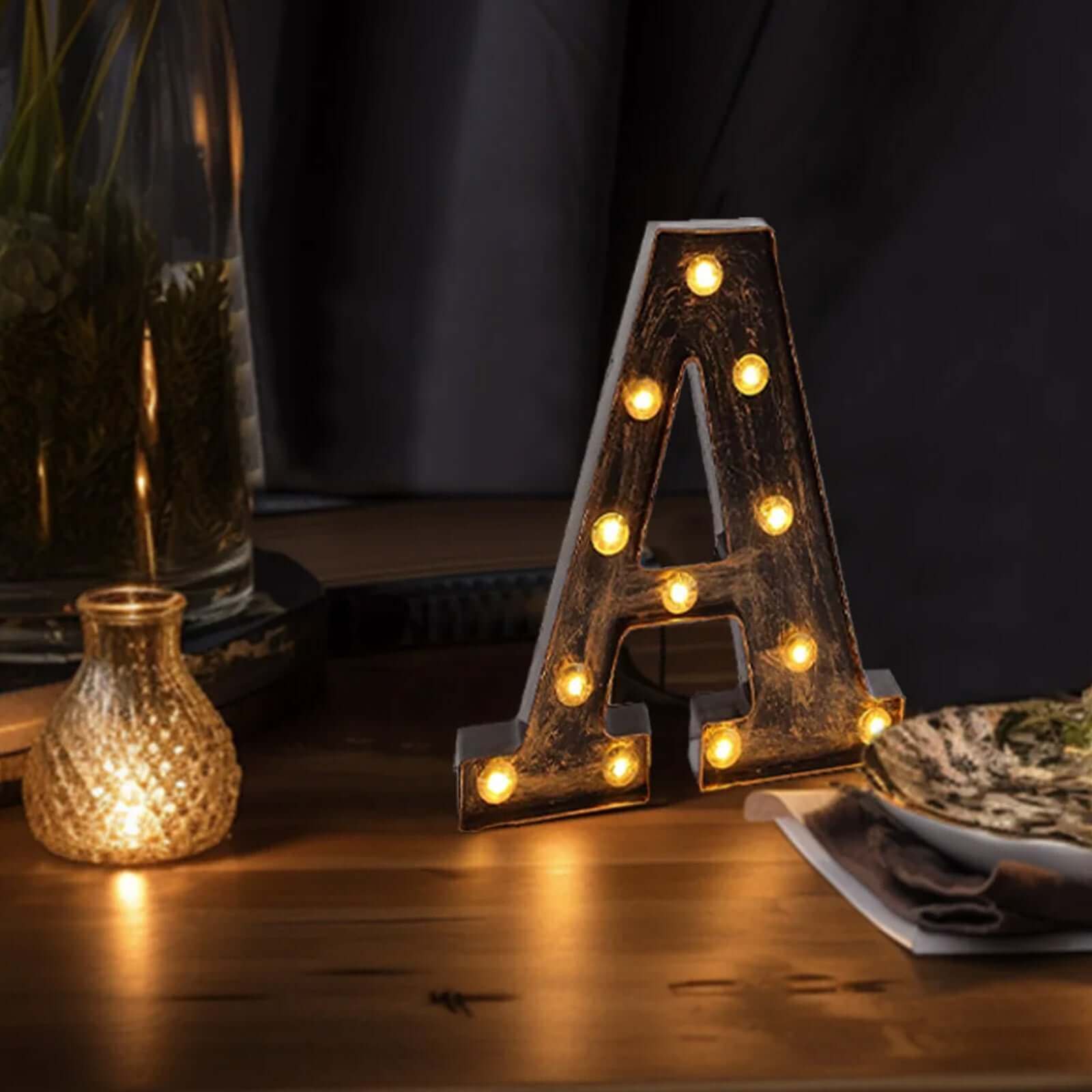 Hot! Industrial Style Antique Black LED Marquee Letter A for Weddings & Displays
